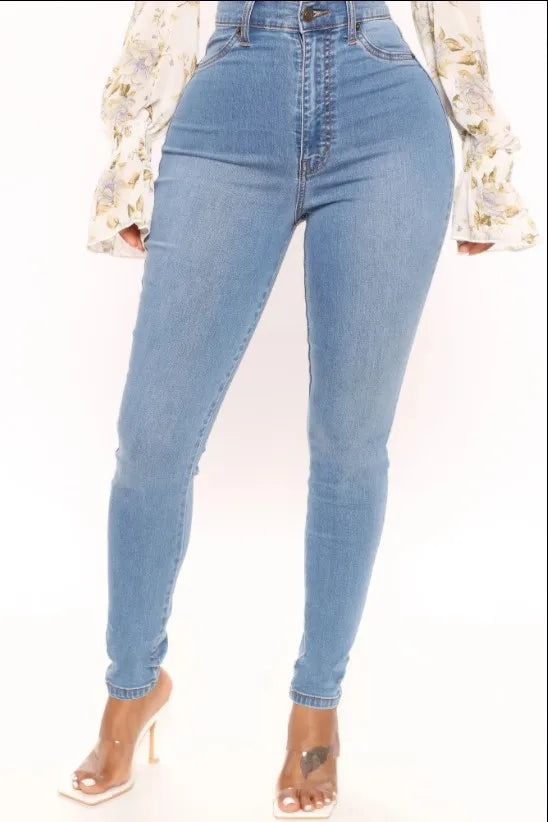 Damen High-Waist Denim-Bleistifthose – Streetstyle trifft Komfort